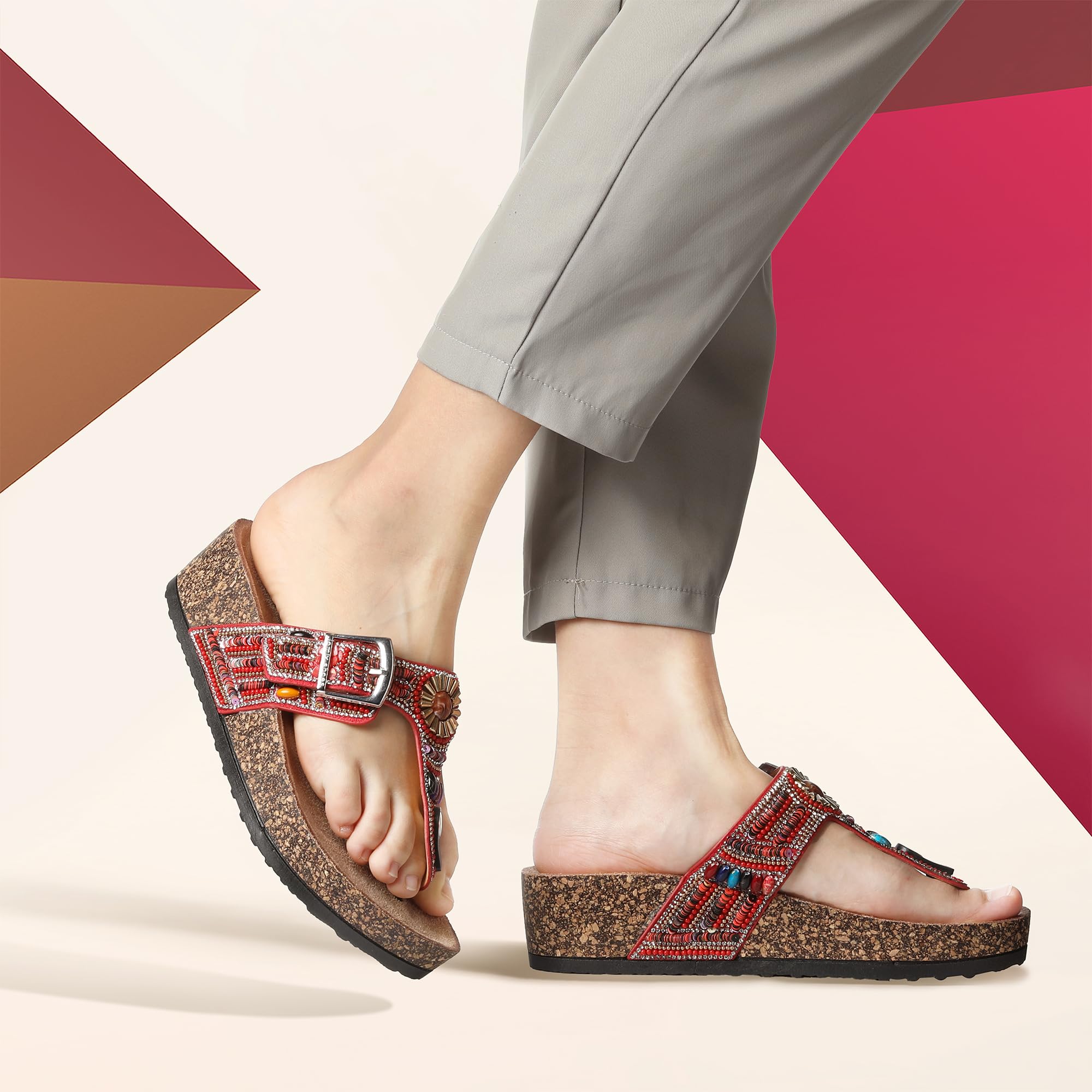 JOMIX Damen Pantoletten Sandalen Sommer Glitzer Clogs Kork Flip Flops mit Strasssteine Verstellbare Schnalle Bohemian Sandaletten Bequeme Strand Meer Sommerschuhe