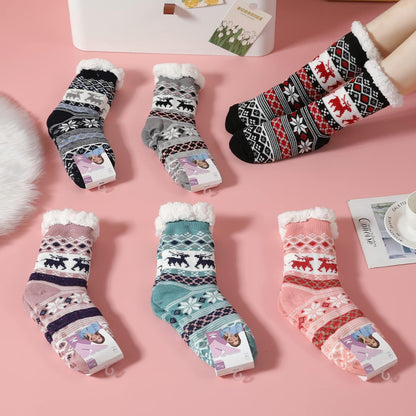 JOMIX Winter Stoppersocken Damen Dicke Socken Rutschfeste Hüttensocken Anti-Rutsch Sohle Flauschige Haussocken Plüschsocken