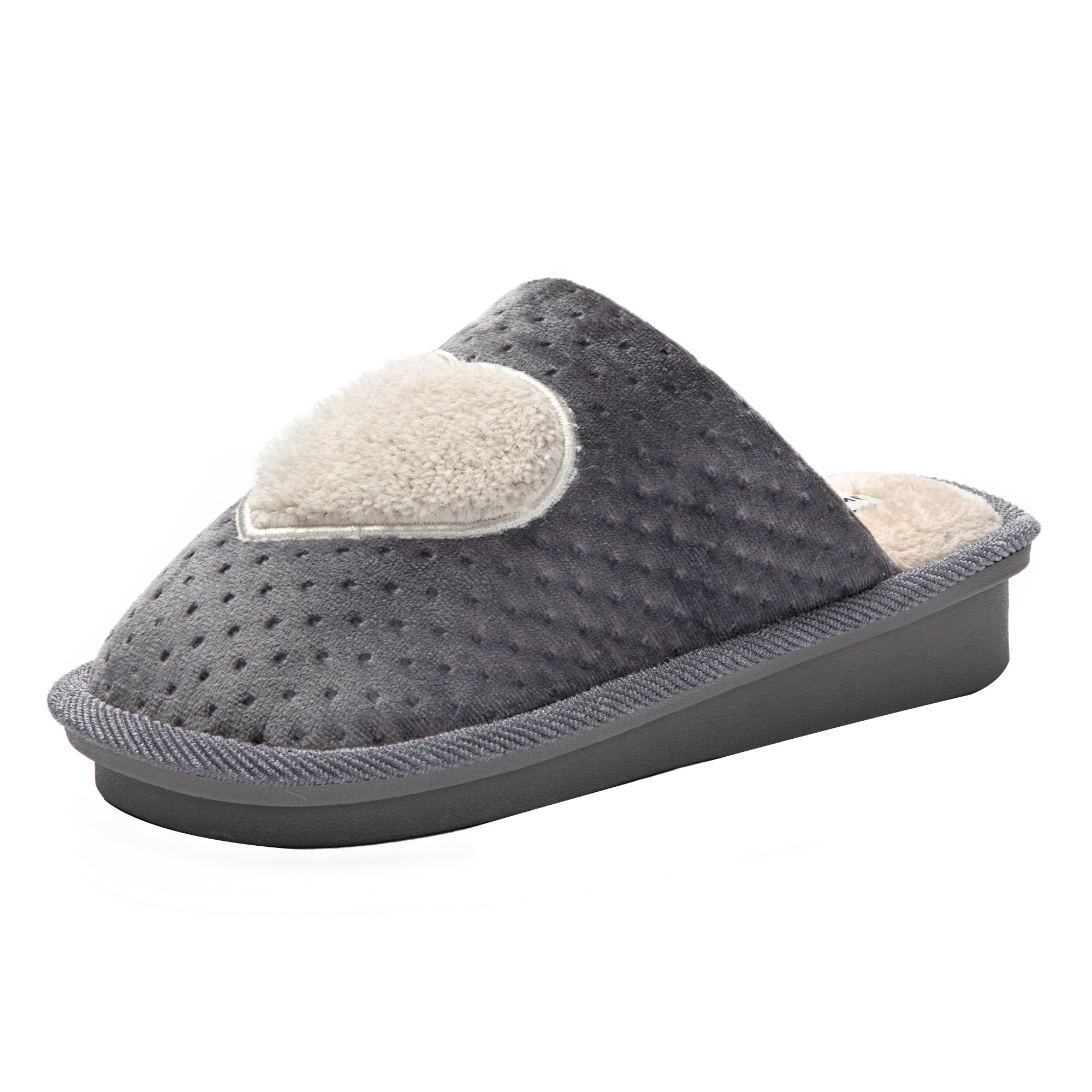 JOMIX Winter Hausschuhe Damen Warme Plüsch Pantoffeln Herzen Weiche Puschen Keilabsatz Slippers Indoor