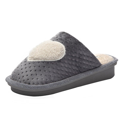 JOMIX Winter Hausschuhe Damen Warme Plüsch Pantoffeln Herzen Weiche Puschen Keilabsatz Slippers Indoor