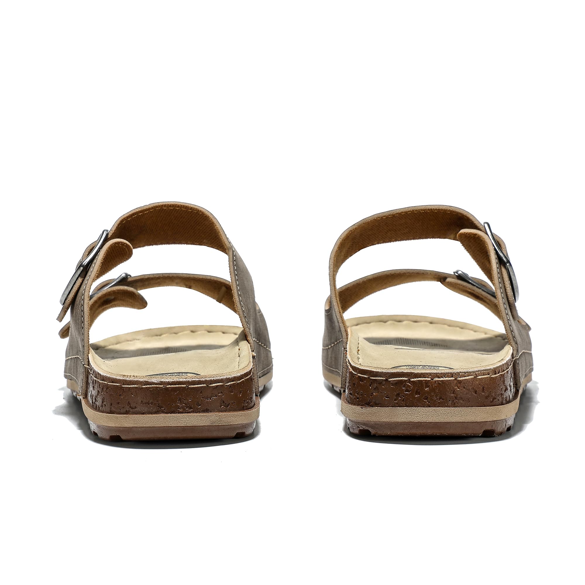 JOMIX Pantoletten Herren Sommer Elegant Hausschuhe mit Verstellbarer Rieme Atmungsaktiv Leichte Leder Sandalen Flache Strand Sommerschuhe Slipper