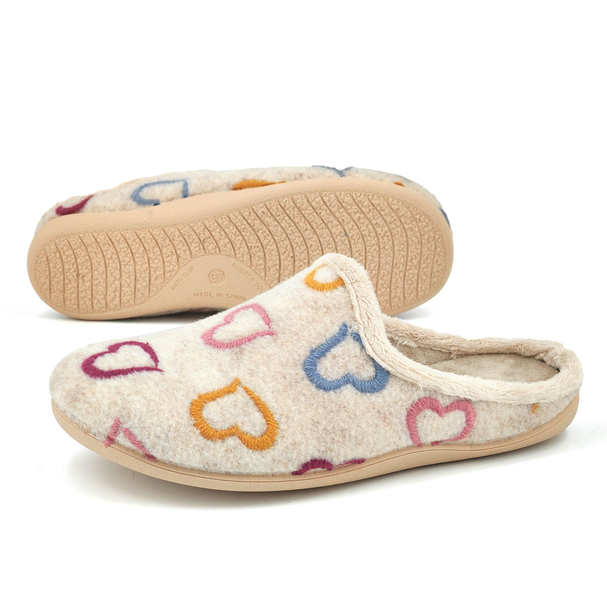 JOMIX Hausschuhe Damen Winter Gefütterte Pantoffeln Warme Plüsch Slippers Rutschfeste Puschen mit Fußbett
