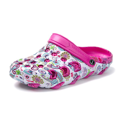 JOMIX Damen Clogs mit Fußbett Sommer Bunte Gartenschuhe Arbeitsclogs Anti-Rutsch Leicht Gummi Hausschuhe Pantoletten Wandern Meer Strand Pool