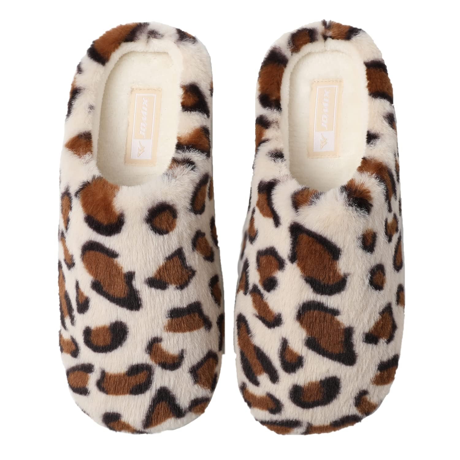 JOMIX Damen Hausschuhe Winter Leopard Pantoffeln Warme Plüsch Baumwolle Bequeme Slippers Rutschfeste Puschen