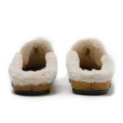 JOMIX Damen Hausschuhe Winter Warme Plüsch Gefüttert Pantoffeln Bequeme Flache Kunstwildleder Slippers mit Verstellbar Schnalle Indoor Outdoor