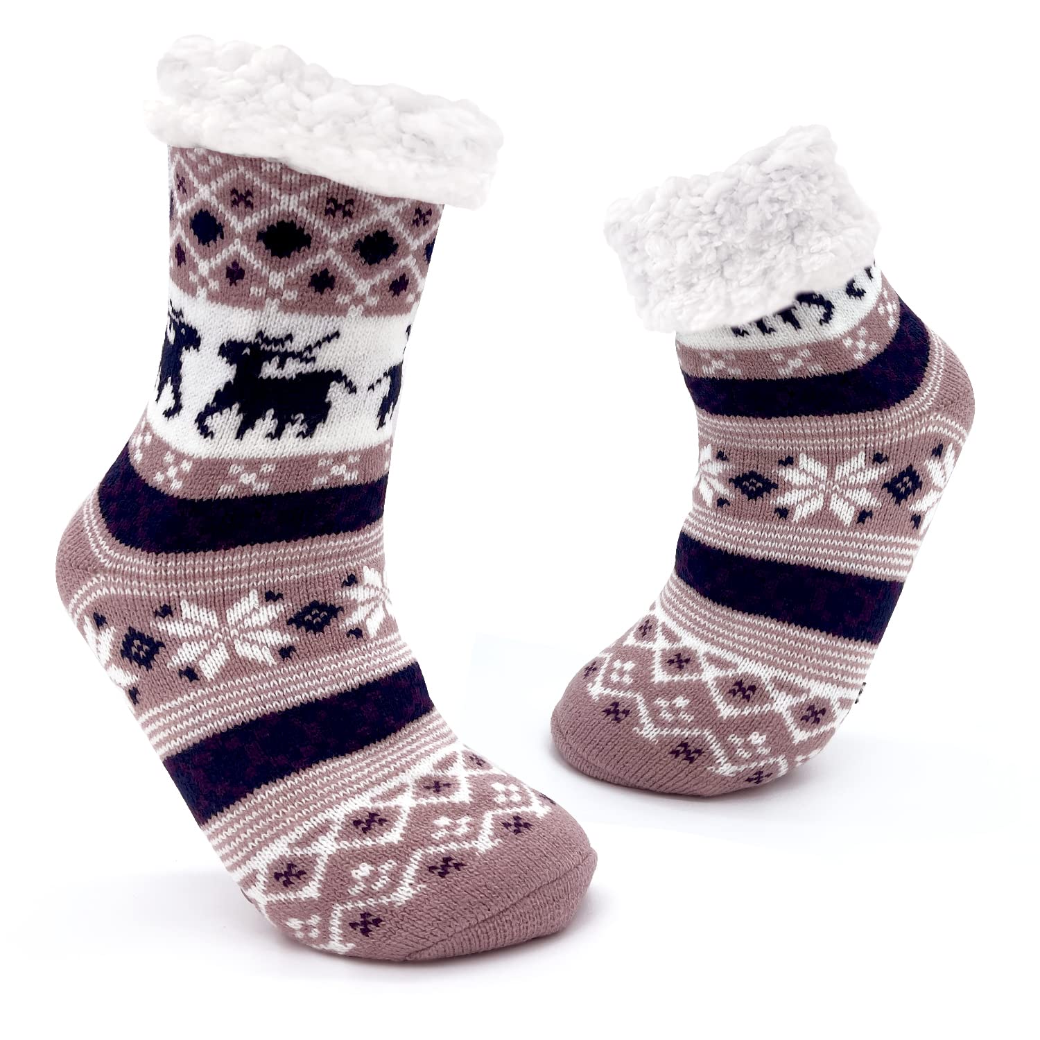 JOMIX Winter Stoppersocken Damen Dicke Socken Rutschfeste Hüttensocken Anti-Rutsch Sohle Flauschige Haussocken Plüschsocken
