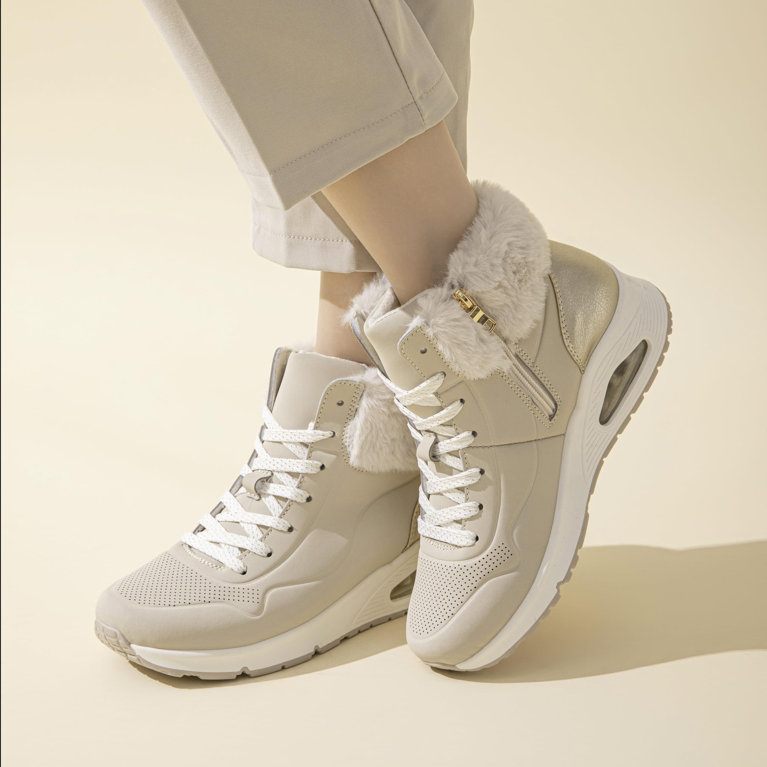 JOMIX Damen High Top Sneaker Winter Boots Warm Gefüttert Winterschuhe Freizeitschuhe mit Luftpolster