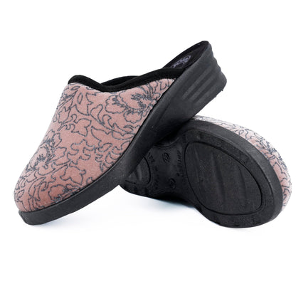 JOMIX Hausschuhe Damen Pantoletten mit Absatz Winter Bequeme Bedruckte Pantoffeln Made in Italy