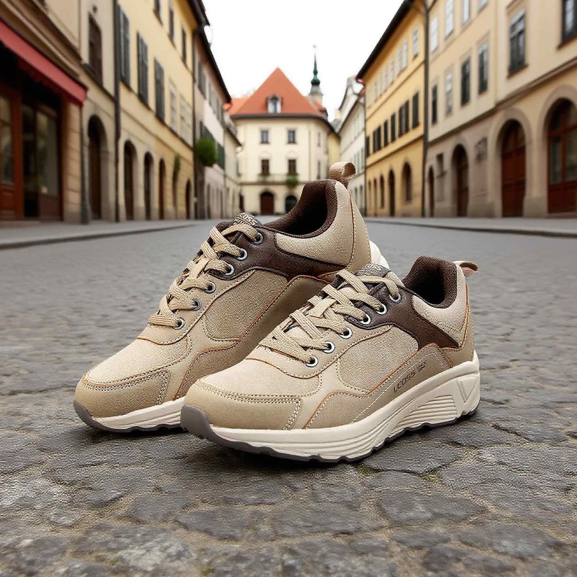 LEOSS ORIGINAL Scarpe da Ginnastica Uomo Sneaker con Lacci Scarpe da Città Scarpe da Escursionismo Casual Scarpe da Walking in Pelle Sportive