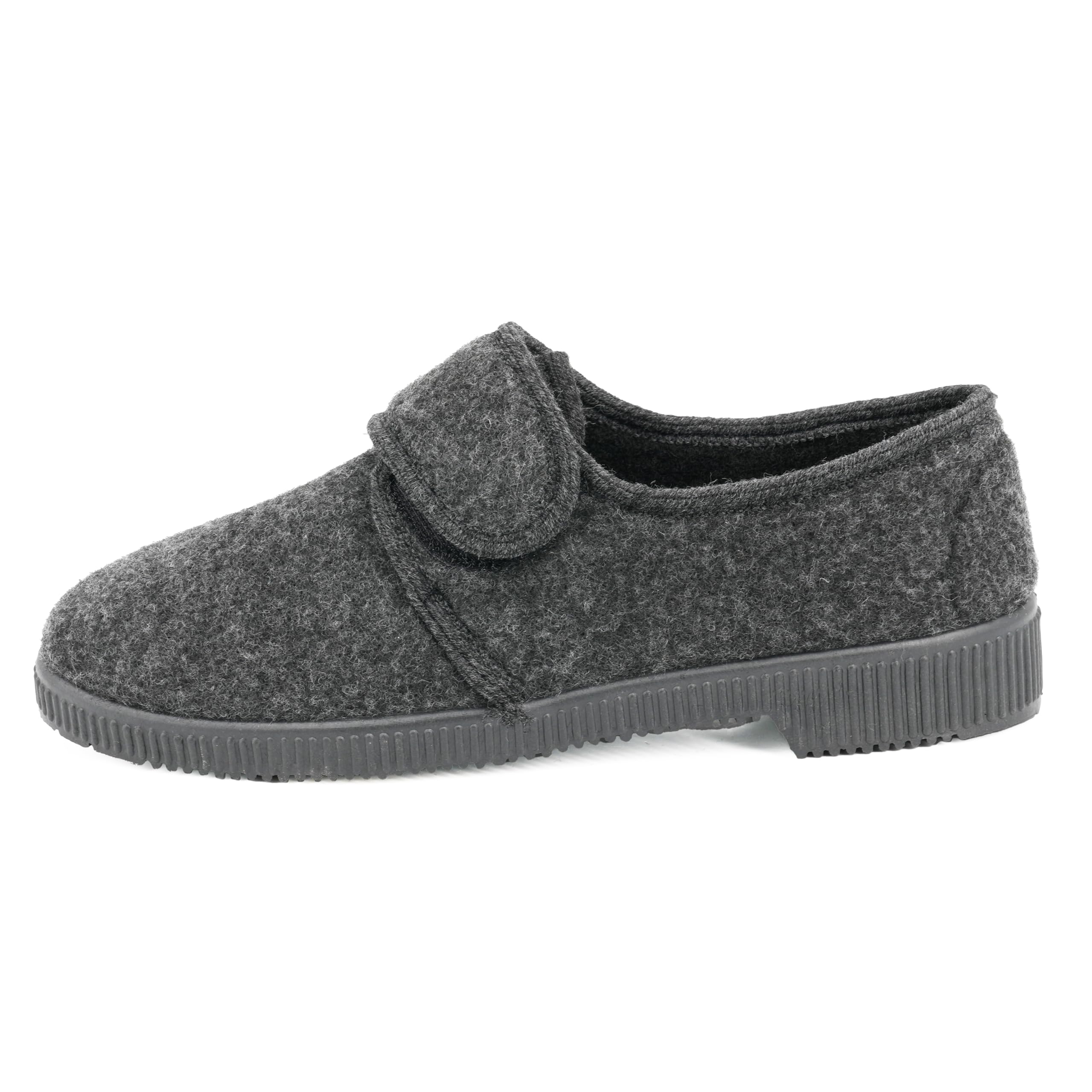 JOMIX Hausschuhe Herren Winter Warme Flizpantoffeln mit Klettverschluss Gefütterte Slippers Plüsch Rutschfeste Orthopädische Schuhe mit Fußbett