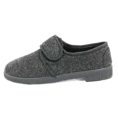 JOMIX Hausschuhe Herren Winter Warme Flizpantoffeln mit Klettverschluss Gefütterte Slippers Plüsch Rutschfeste Orthopädische Schuhe mit Fußbett