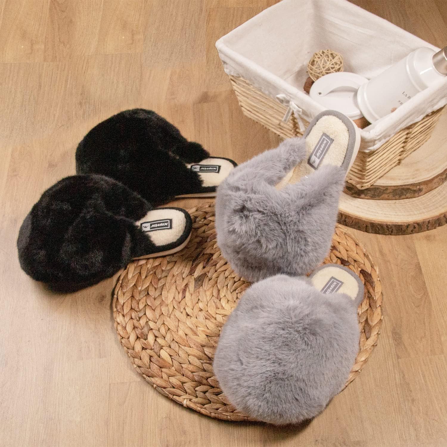 JOMIX Winter Hausschuhe Damen Warme Flauschige Pantoffeln Weiche Plüsch Slippers Modische Puschen Indoor