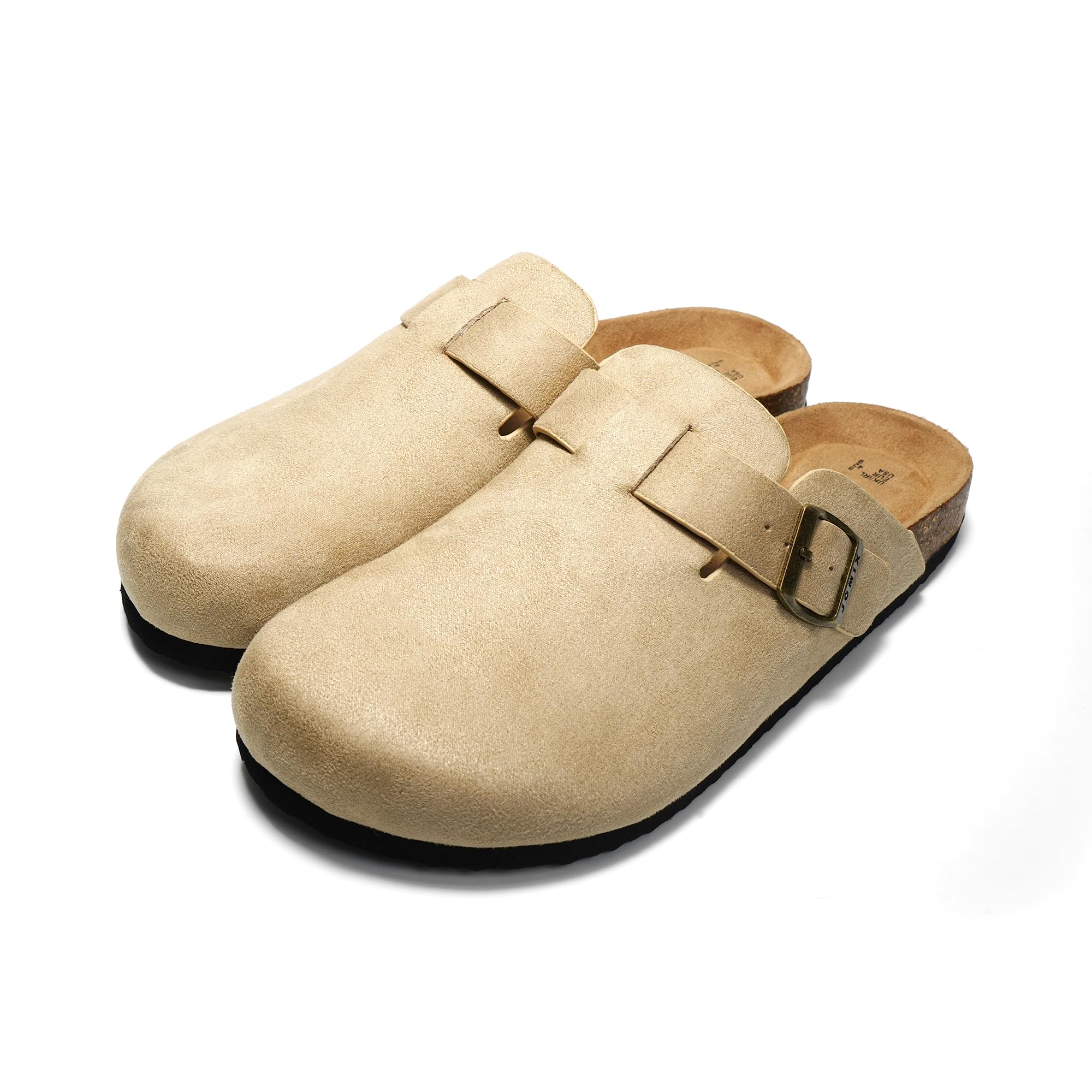 JOMIX Pantoletten Herren Sommer Clogs Leder Sandalen Bequeme Kork Fußbett Strand Outdoor