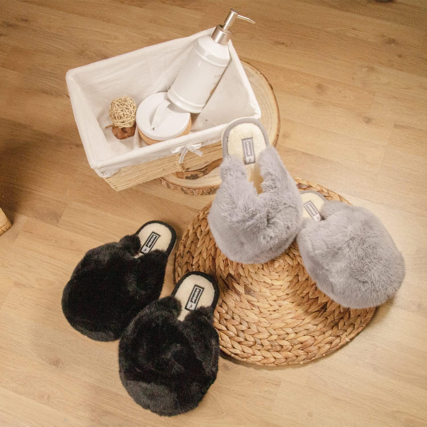 JOMIX Winter Hausschuhe Damen Warme Flauschige Pantoffeln Weiche Plüsch Slippers Modische Puschen Indoor