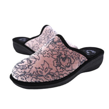 JOMIX Hausschuhe Damen Pantoletten mit Absatz Winter Bequeme Bedruckte Pantoffeln Made in Italy