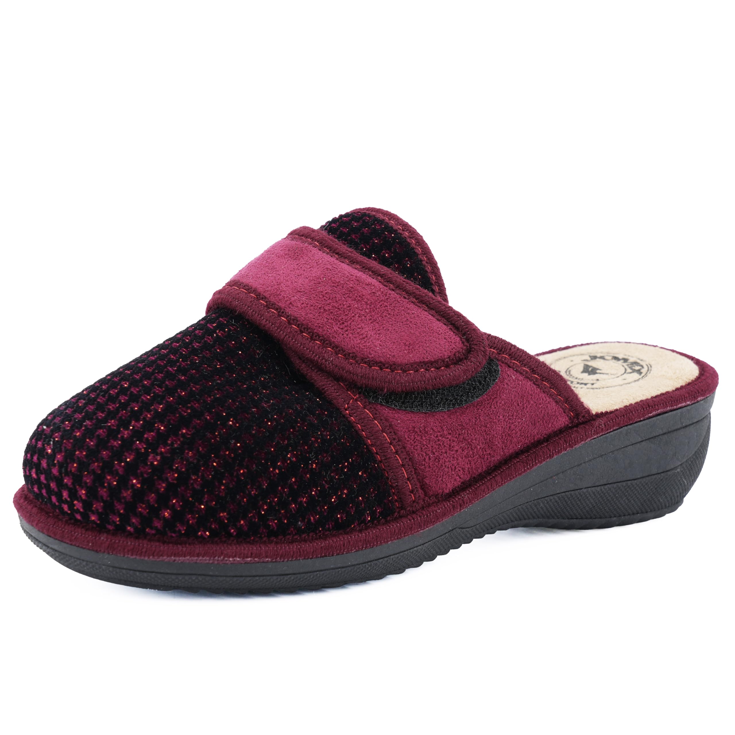 JOMIX Hausschuhe Damen Pantoletten mit Absatz Winter Bequeme Anatomische Pantoffeln Made in Italy