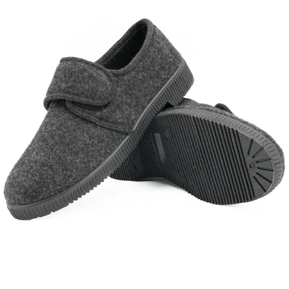 JOMIX Hausschuhe Herren Winter Warme Flizpantoffeln mit Klettverschluss Gefütterte Slippers Plüsch Rutschfeste Orthopädische Schuhe mit Fußbett