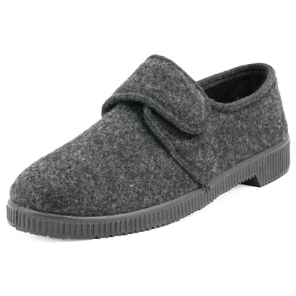 JOMIX Hausschuhe Herren Winter Warme Flizpantoffeln mit Klettverschluss Gefütterte Slippers Plüsch Rutschfeste Orthopädische Schuhe mit Fußbett