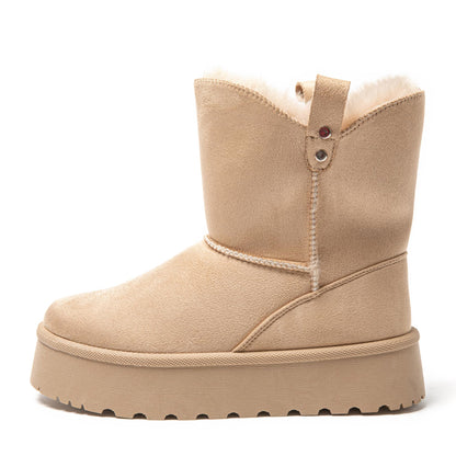 JOMIX Damen Winterstiefel Plateau Mini Winter Boots Bequeme Warm Gefüttert Schneestiefel Wasserdicht Rutschfeste Plattform Stiefel