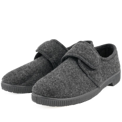 JOMIX Hausschuhe Herren Winter Warme Flizpantoffeln mit Klettverschluss Gefütterte Slippers Plüsch Rutschfeste Orthopädische Schuhe mit Fußbett