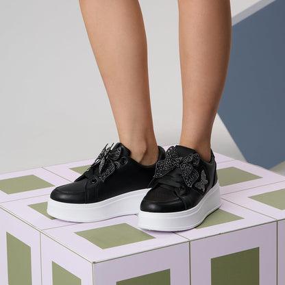 JOMIX Zapatillas Mujer Plataforma con Mariposa Zapatos Depotivos Adultos con Cordones Sneakers Elegantes Vestir Talla 36-41 EU