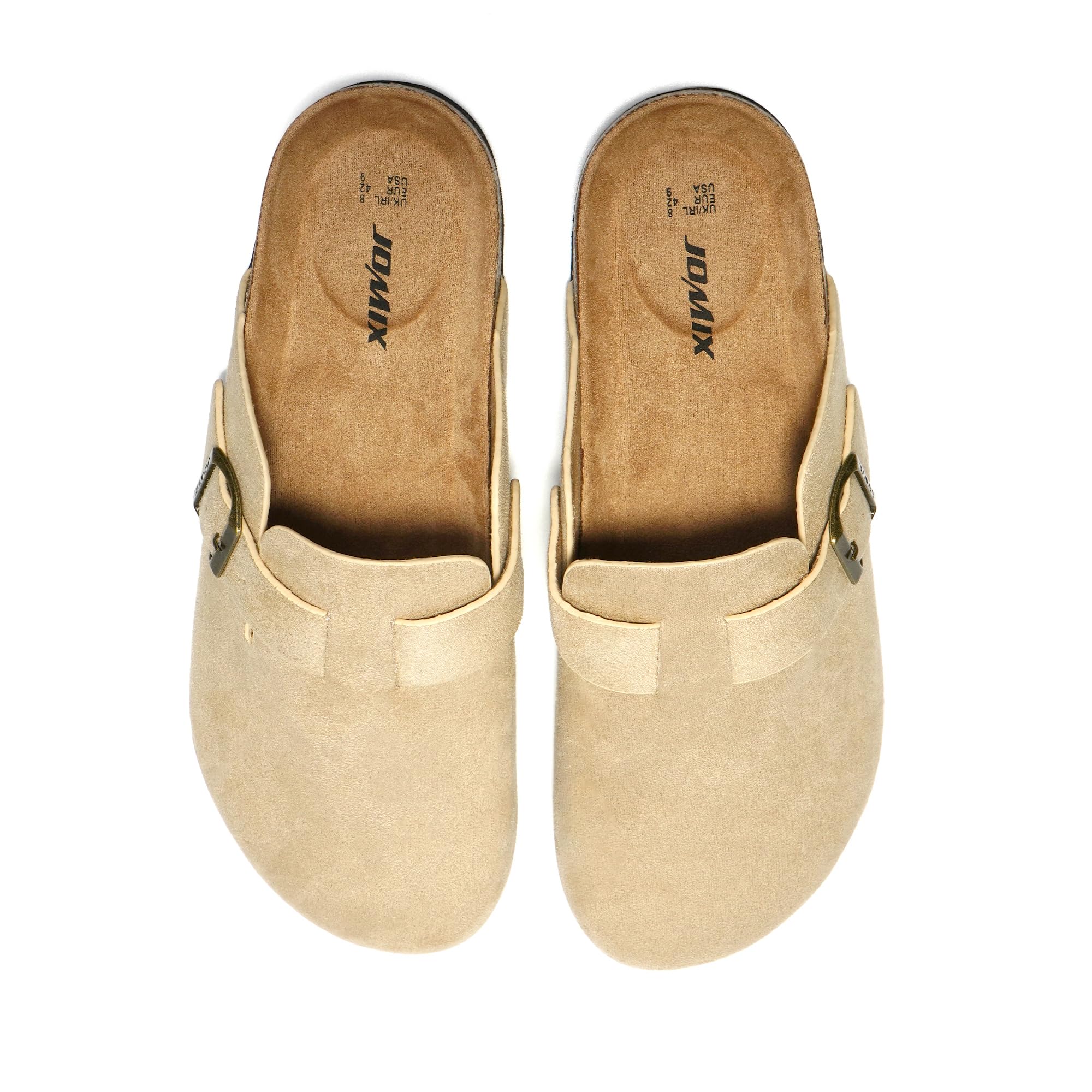 JOMIX Pantoletten Herren Sommer Clogs Leder Sandalen Bequeme Kork Fußbett Strand Outdoor