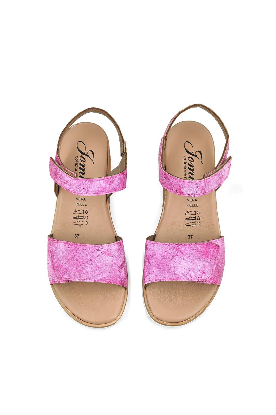 JOMIX Sandali Donna Estive Bassi Sandali Zeppa Eleganti a Strappo Regolabile da Mare Spiaggia Vera Pelle Made in Italy TD2064