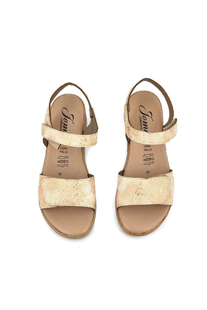 JOMIX Sandali Donna Estive Bassi Sandali Zeppa Eleganti a Strappo Regolabile da Mare Spiaggia Vera Pelle Made in Italy TD2064