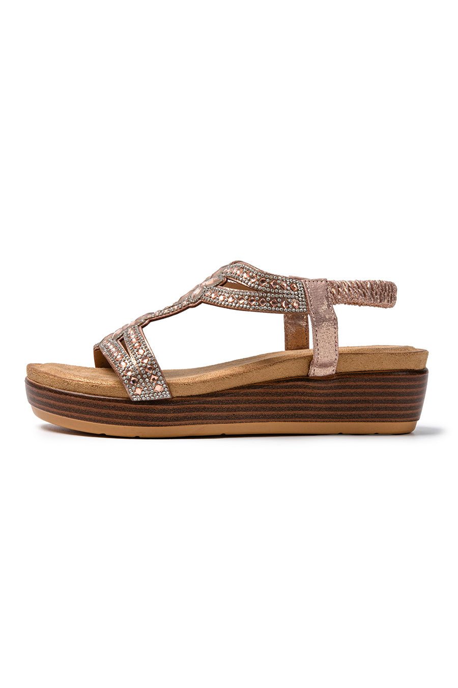 JOMIX Sandali Estivi da Donna con Eleganti Gioielli Strass e Chiusura Elastica SD9105