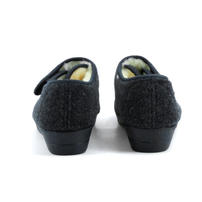 Hausschuhe für diabetiker und geschwollene Füße Damen Orthopädische Komfort Pantoffeln mit Klett Extra Weite Rutschfeste Sohle Warm Gefüttert mit Wollfilz