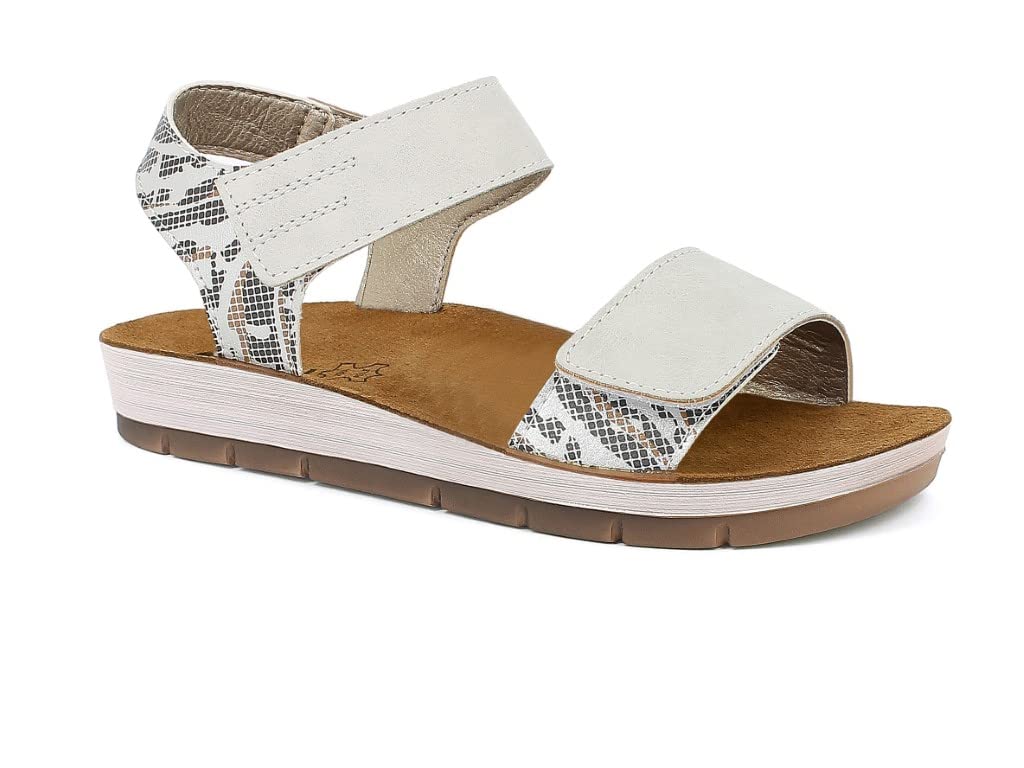 inblu Sandalias Bajas para Mujer con Detalle de Cebra, Ajustables por Desgarro, Planas