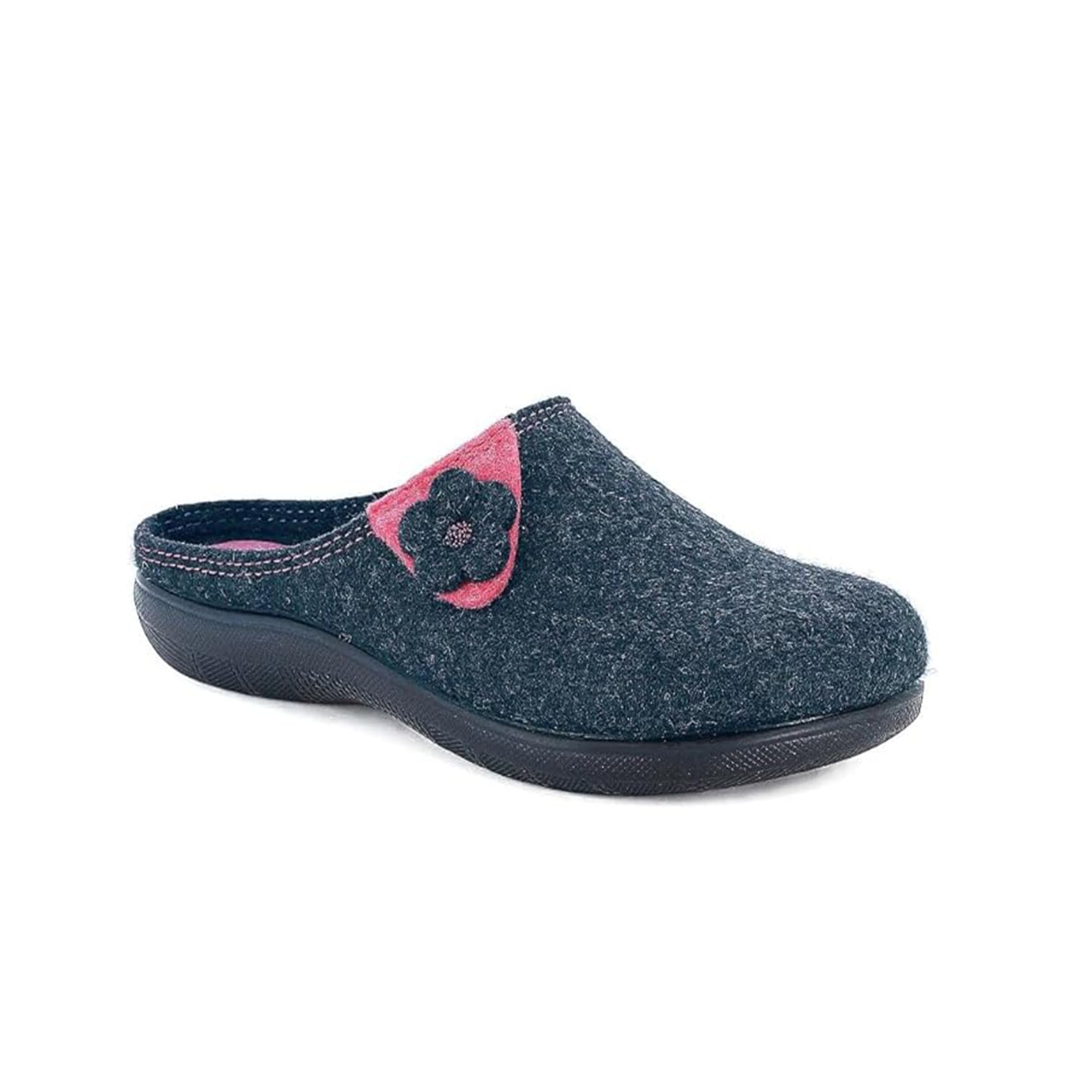 inblu Zapatillas Ecofriends de Fieltro con Flor, Suela de Materiales de Recuperación, 35/41, Pantuflas Mujer