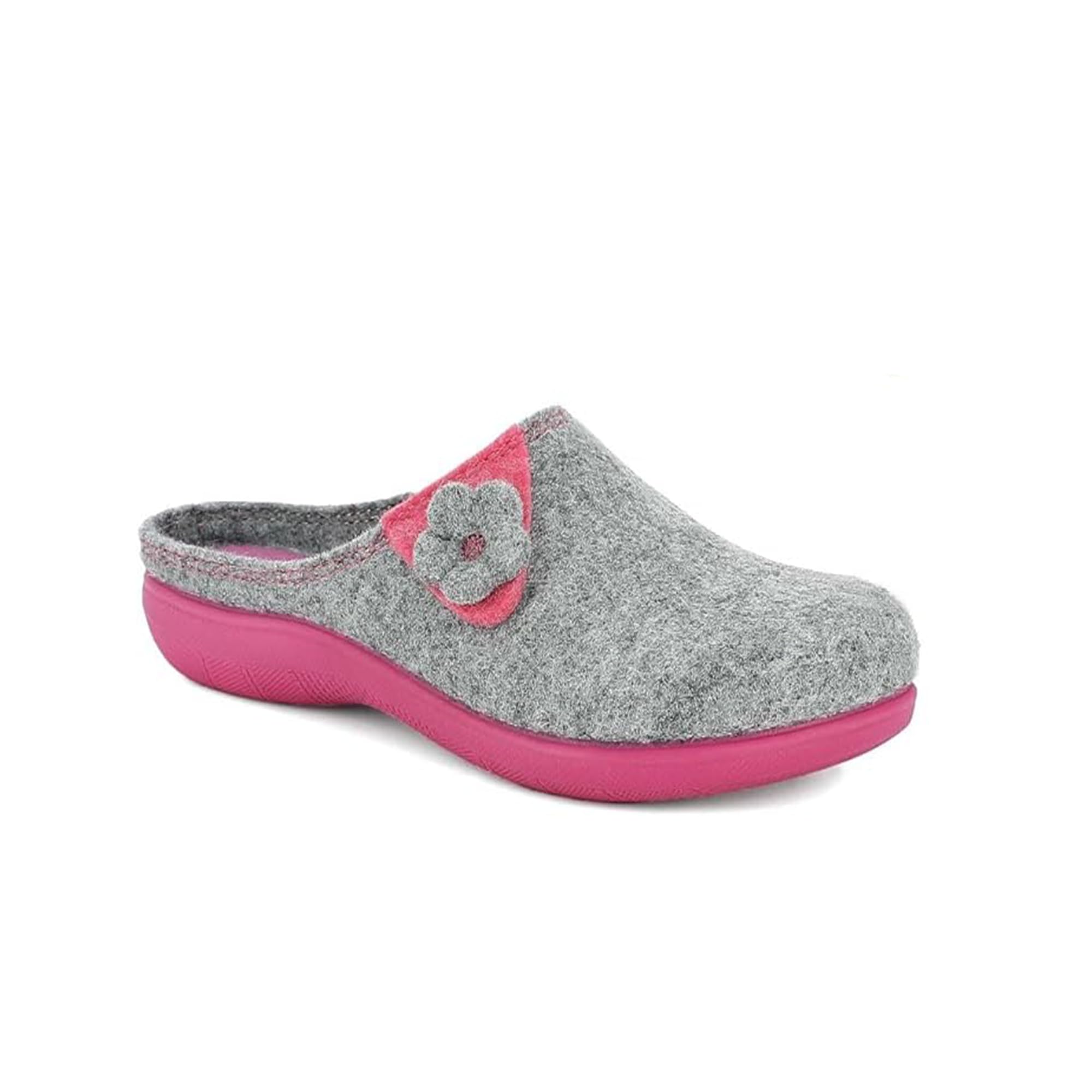 inblu Zapatillas Ecofriends de Fieltro con Flor, Suela de Materiales de Recuperación, 35/41, Pantuflas Mujer