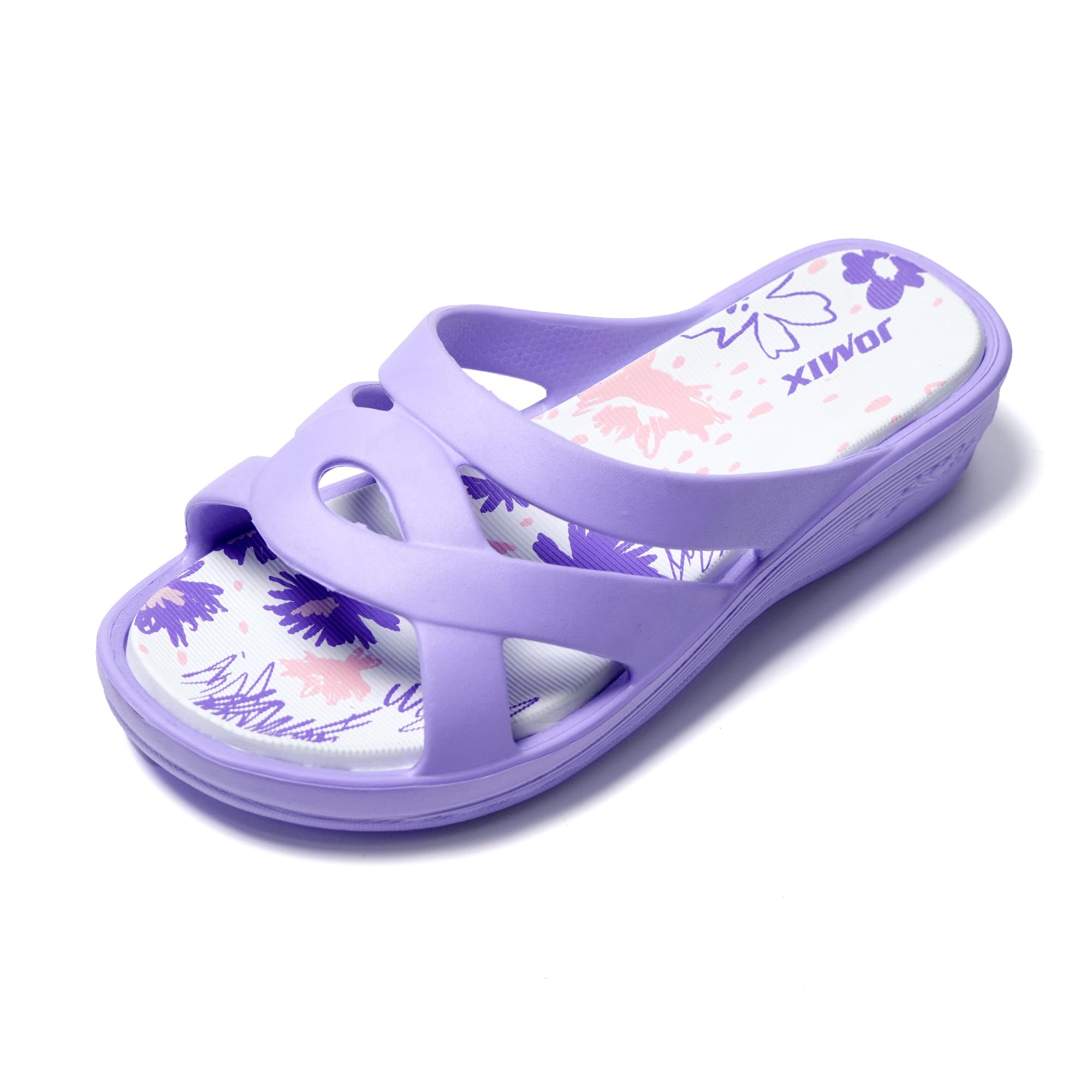 JOMIX Badelatschen Damen Schlappen Sommer Blumenmuster Fußbett Sandalen Badeschlappen Damen Bunt Meer Pool Strand Schwimmen Indoor Outdoor