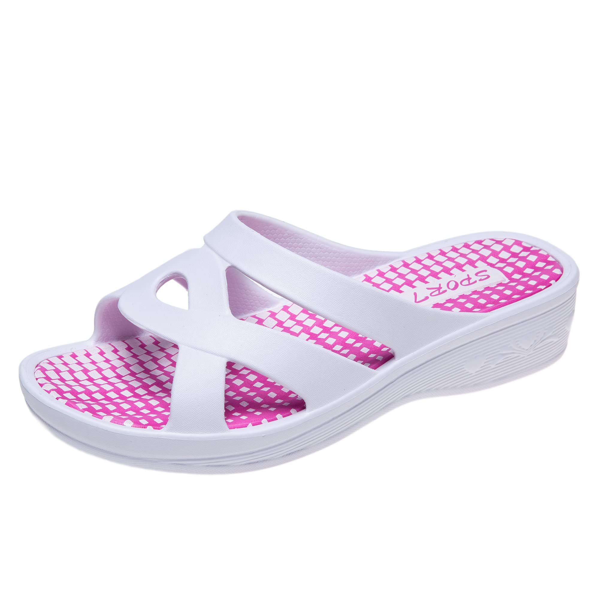 JOMIX Badelatschen Damen Schlappen Sommer Blumenmuster Fußbett Sandalen Badeschlappen Damen Bunt Meer Pool Strand Schwimmen Indoor Outdoor