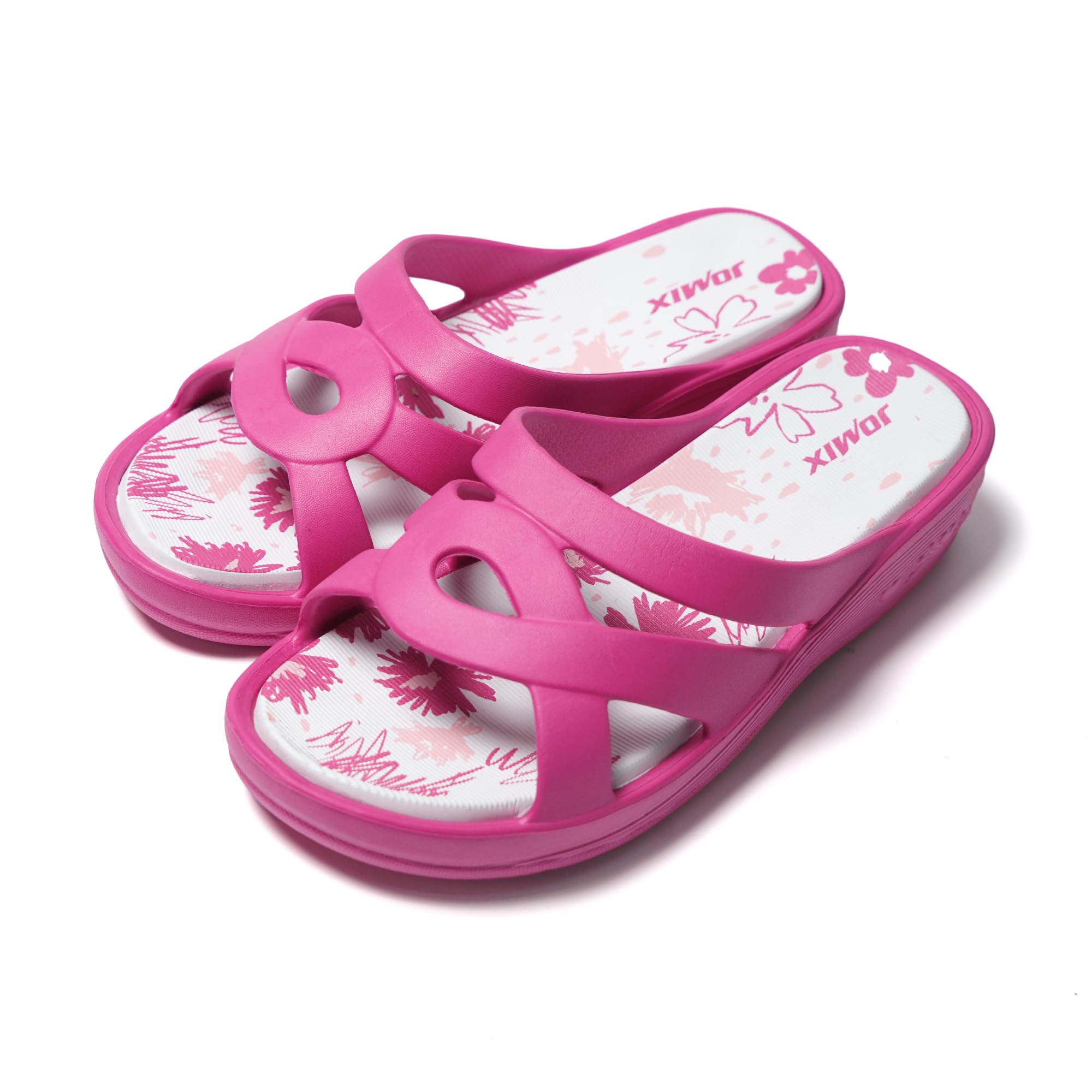 JOMIX Badelatschen Damen Schlappen Sommer Blumenmuster Fußbett Sandalen Badeschlappen Damen Bunt Meer Pool Strand Schwimmen Indoor Outdoor