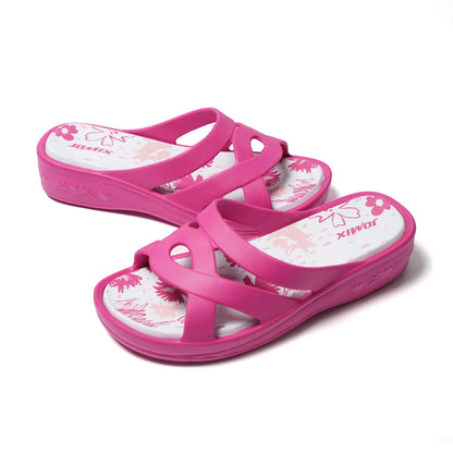 JOMIX Badelatschen Damen Schlappen Sommer Blumenmuster Fußbett Sandalen Badeschlappen Damen Bunt Meer Pool Strand Schwimmen Indoor Outdoor
