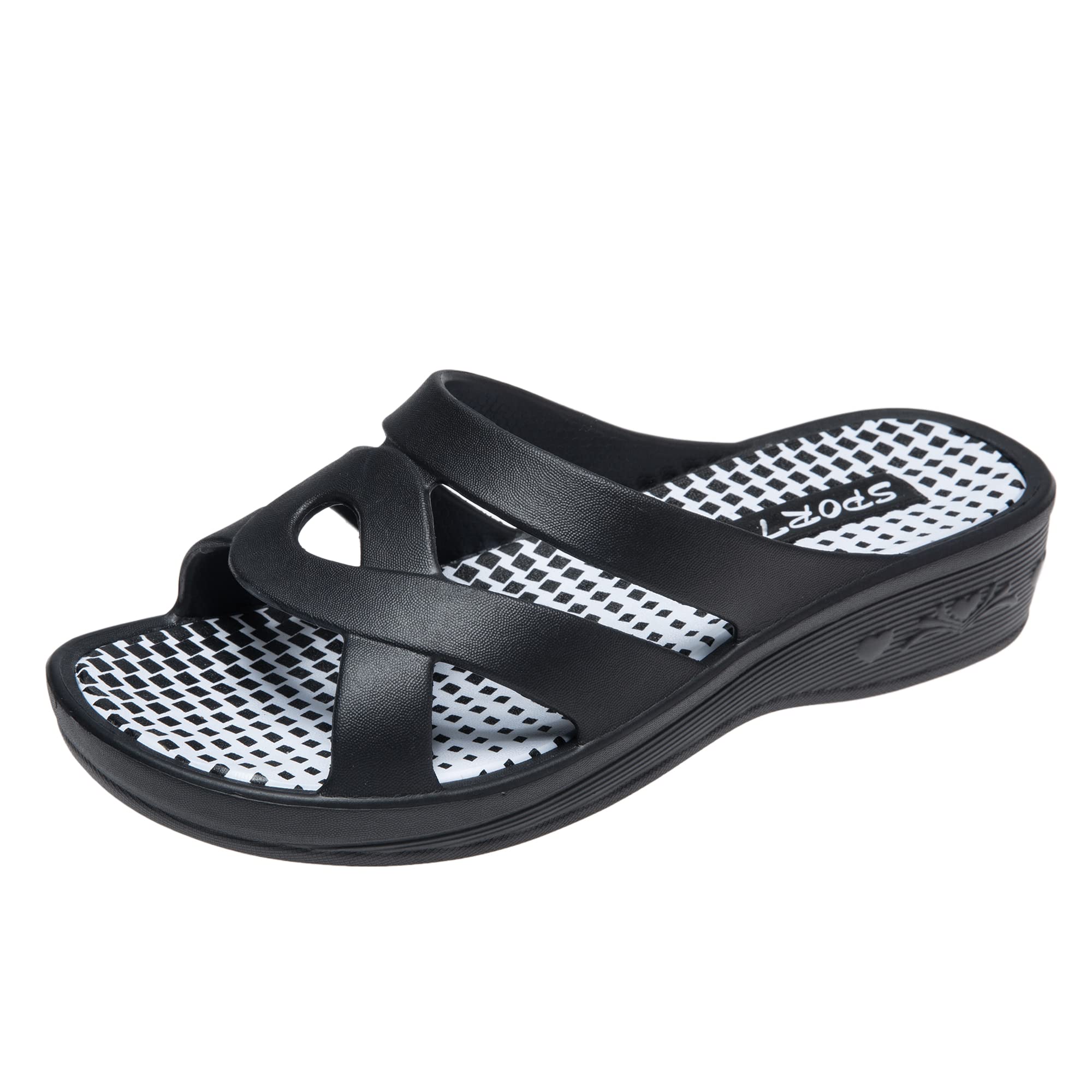 JOMIX Badelatschen Damen Schlappen Sommer Blumenmuster Fußbett Sandalen Badeschlappen Damen Bunt Meer Pool Strand Schwimmen Indoor Outdoor