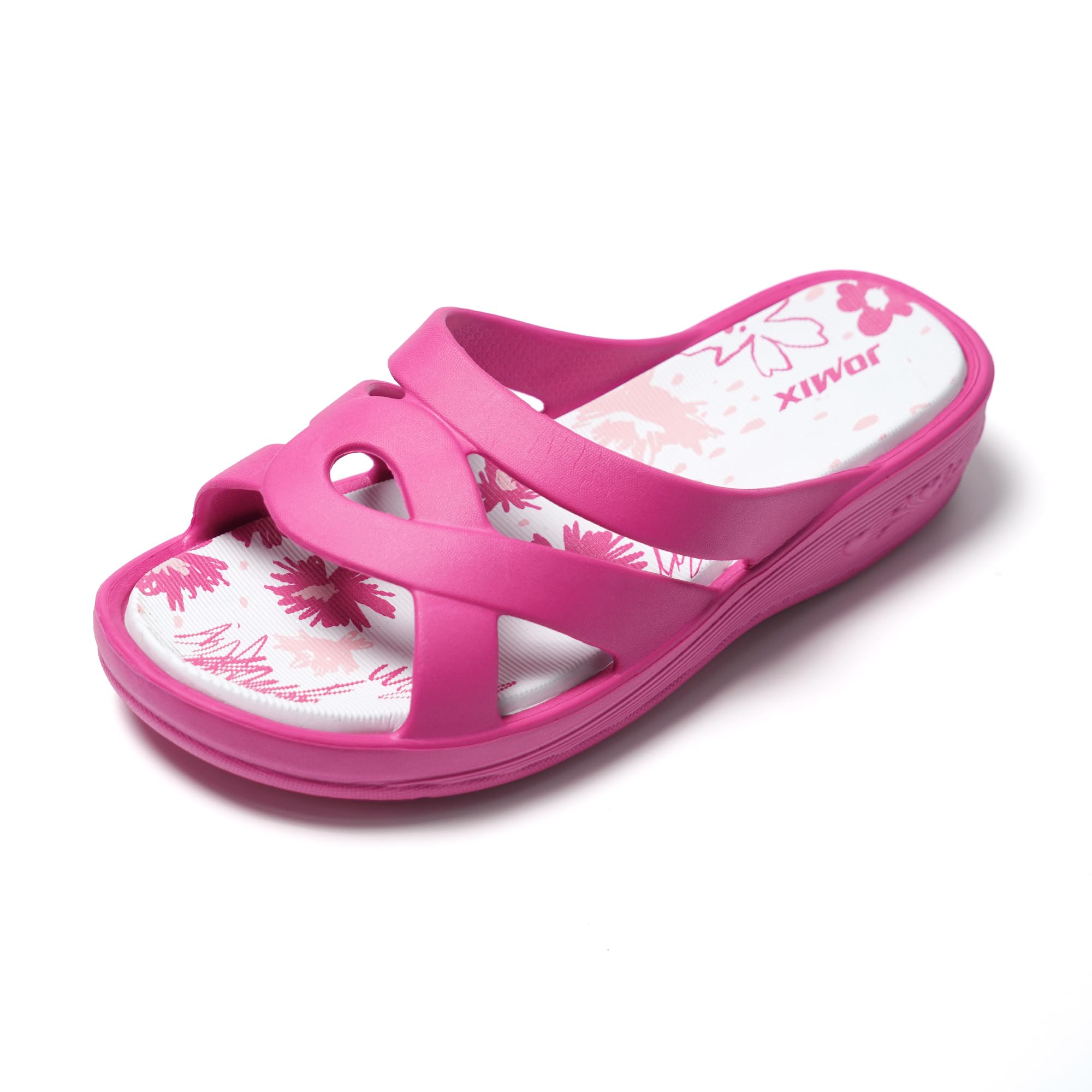 JOMIX Badelatschen Damen Schlappen Sommer Blumenmuster Fußbett Sandalen Badeschlappen Damen Bunt Meer Pool Strand Schwimmen Indoor Outdoor
