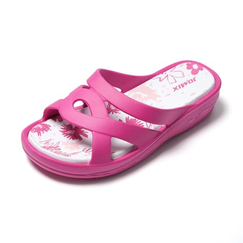 JOMIX Badelatschen Damen Schlappen Sommer Blumenmuster Fußbett Sandalen Badeschlappen Damen Bunt Meer Pool Strand Schwimmen Indoor Outdoor