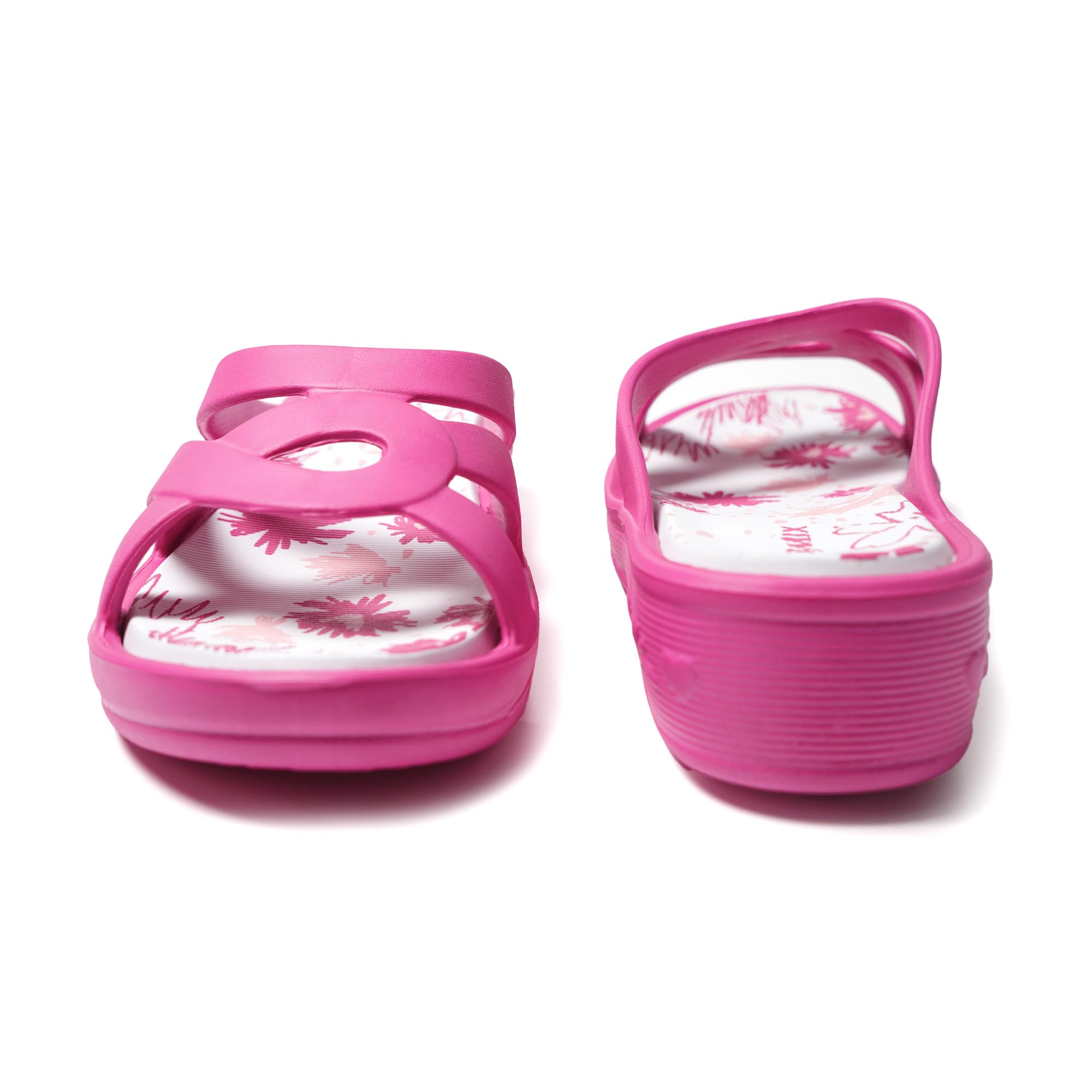 JOMIX Badelatschen Damen Schlappen Sommer Blumenmuster Fußbett Sandalen Badeschlappen Damen Bunt Meer Pool Strand Schwimmen Indoor Outdoor