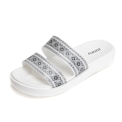 JOMIX Badeschuhe Damen - Sommer Badeschlappen Bequeme Rutschfeste Slipper Hausschuhe Leicht Badelatschen Indoor Outdoor