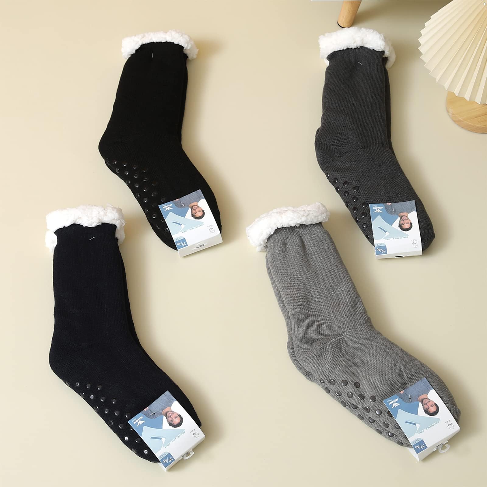 JOMIX Calze Antiscivolo Uomo Invernali Pantofole Calde Imbottite Felpate