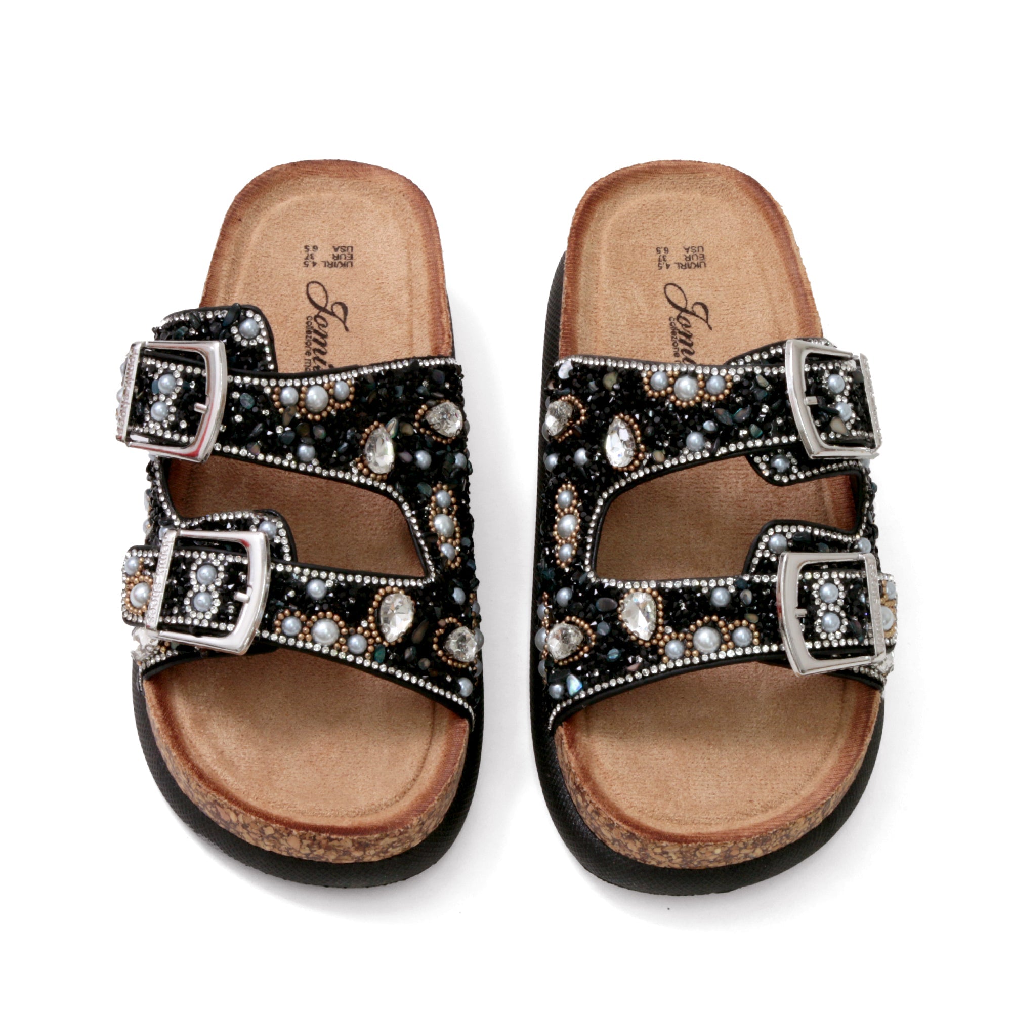 JOMIX Ciabatte con Doppia Fibbia con Strass Estive Donna Moda Sandali WCF250328