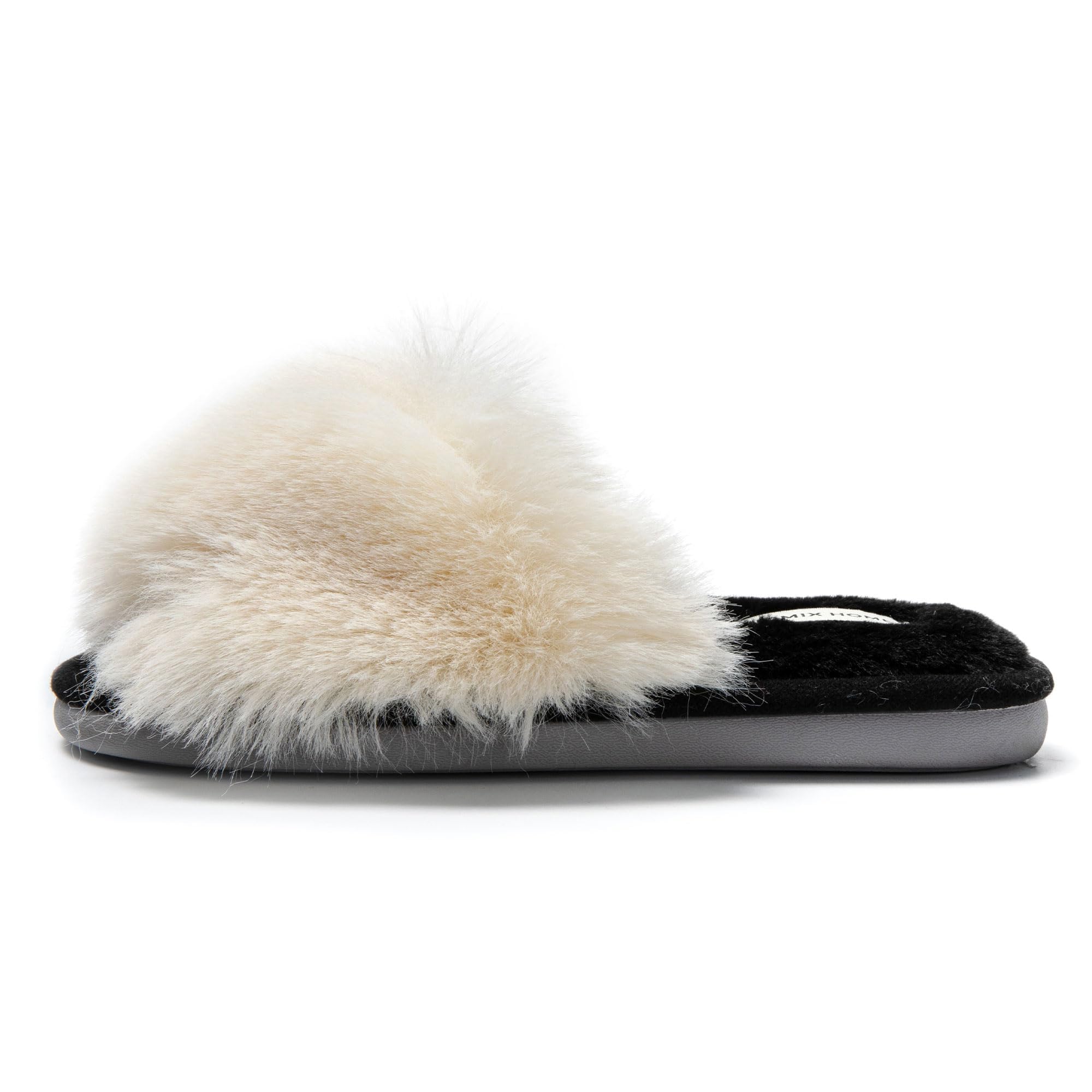 JOMIX Ciabatte Donna Pelose Punta Aperta Pantofole Pelliccia Sintetica Eleganti Comodi da Casa