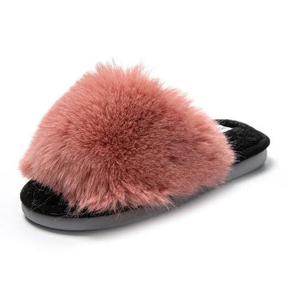 JOMIX Ciabatte Donna Pelose Punta Aperta Pantofole Pelliccia Sintetica Eleganti Comodi da Casa