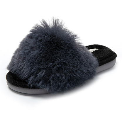 JOMIX Ciabatte Donna Pelose Punta Aperta Pantofole Pelliccia Sintetica Eleganti Comodi da Casa