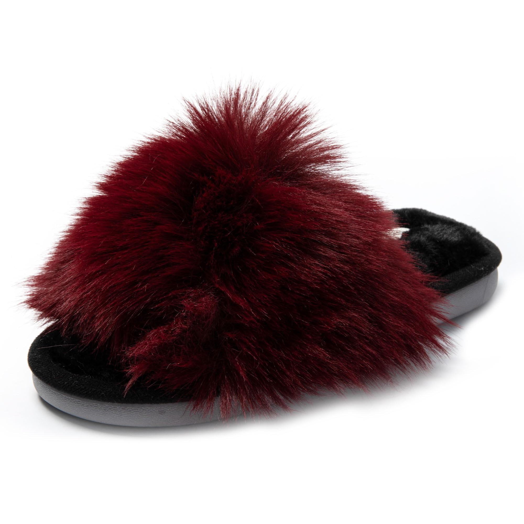 JOMIX Ciabatte Donna Pelose Punta Aperta Pantofole Pelliccia Sintetica Eleganti Comodi da Casa