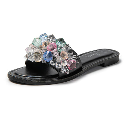 JOMIX Ciabatte Estive da Donna con Strass Moda Pantofole da casa all'aperto
