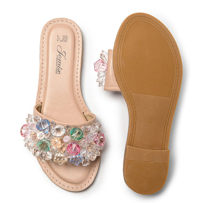 JOMIX Ciabatte Estive da Donna con Strass Moda Pantofole da casa all'aperto